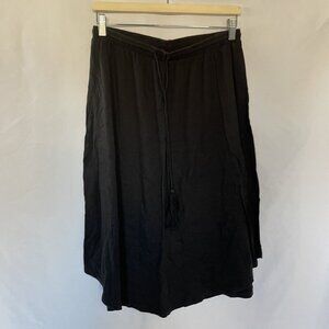 Now black midi length skirt drawstring waist women's size 8 cotton modal comfort